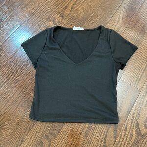 Ardene Black Crop T-Shirt Short Sleeve Fitted